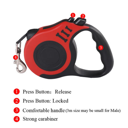 3M/5M Automatic Retractable Dog Leash – Durable Nylon Lead for Small Dogs & Cats